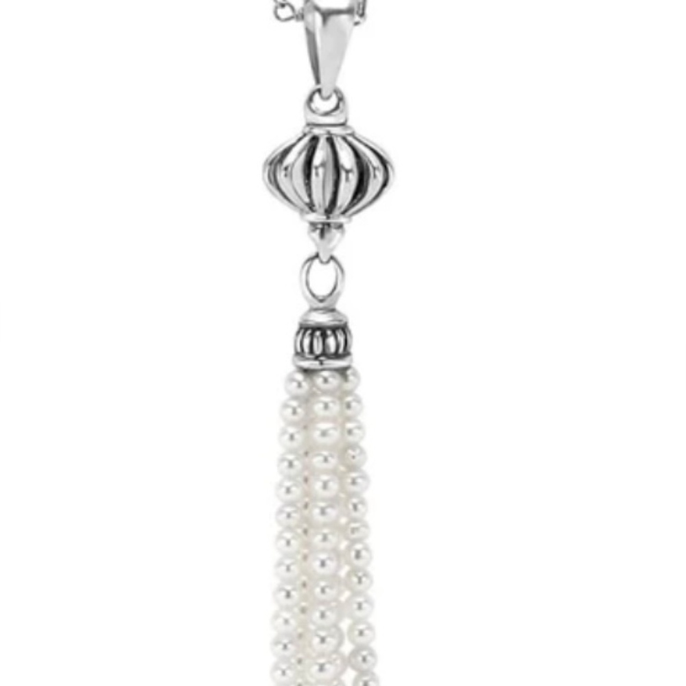 LAGOS Luna Pearl and Sterling beaded tassel necklace - Picture 9 of 10